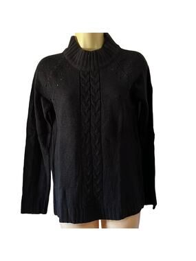 Carol Rose M Black Mock Turtleneck Sweater NWT Long Sleeves Pullover Acrylic